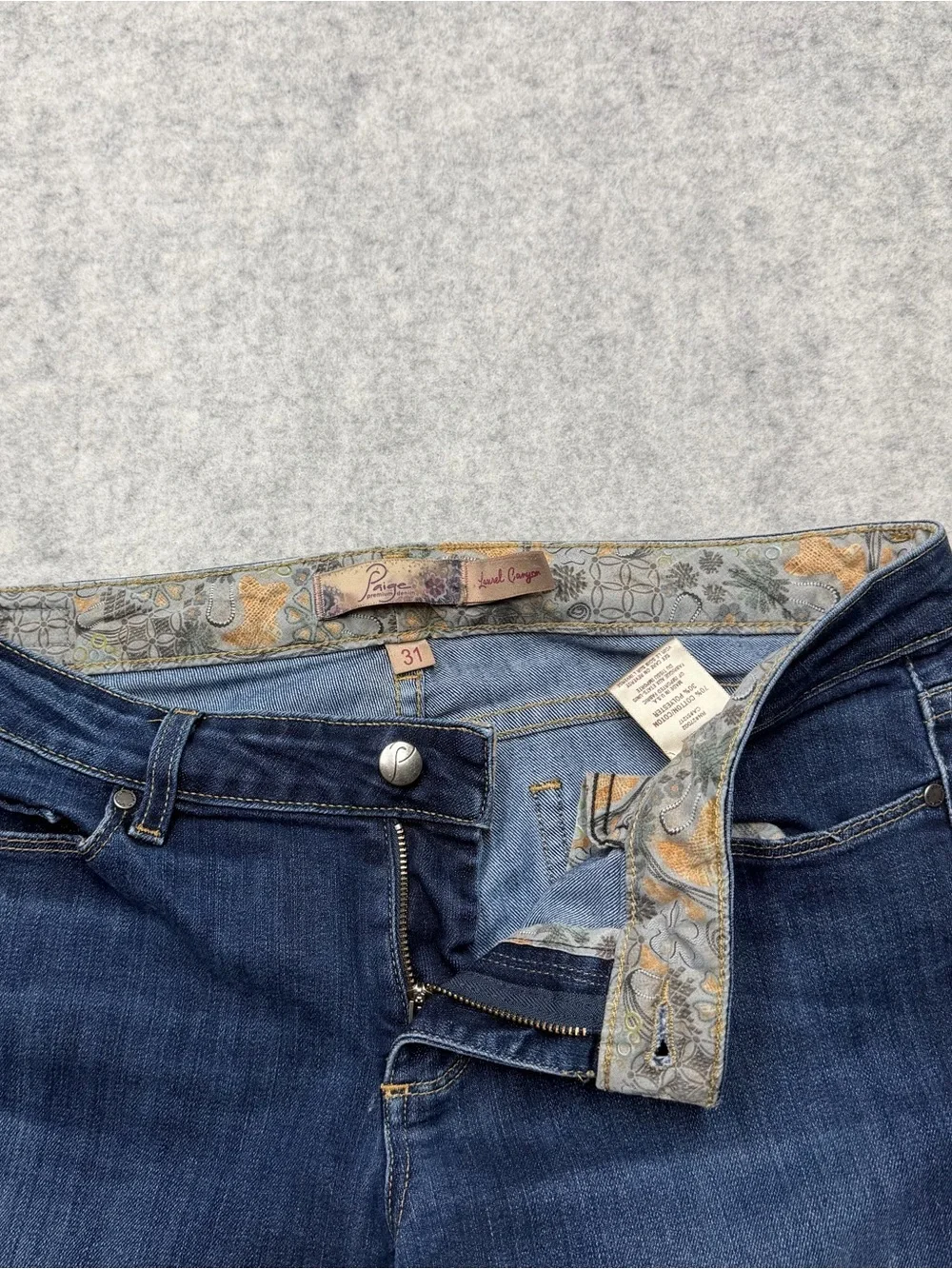 Paige Premium Denim Laurel Canyon Bootcut Jeans Womens Sz 31 Dark Wash Y2K